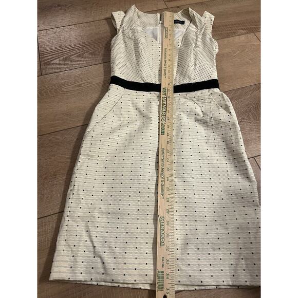 PIAZZA SEMPIONE IVORY DOTS PRINT POCKETS SLEEVELESS DRESS SIZE 38 2 SMALL - Picture 9 of 16